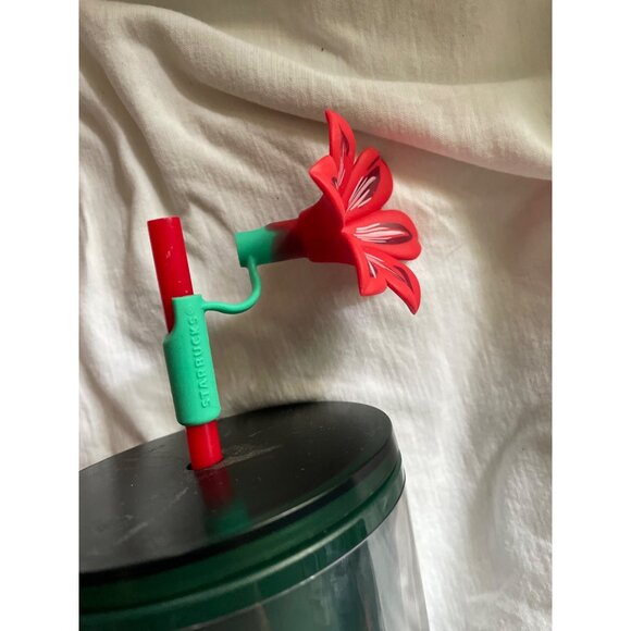 Starbucks Floral Forest-Themed Tumbler With Red Flower Straw Top - Picture 3 of 8